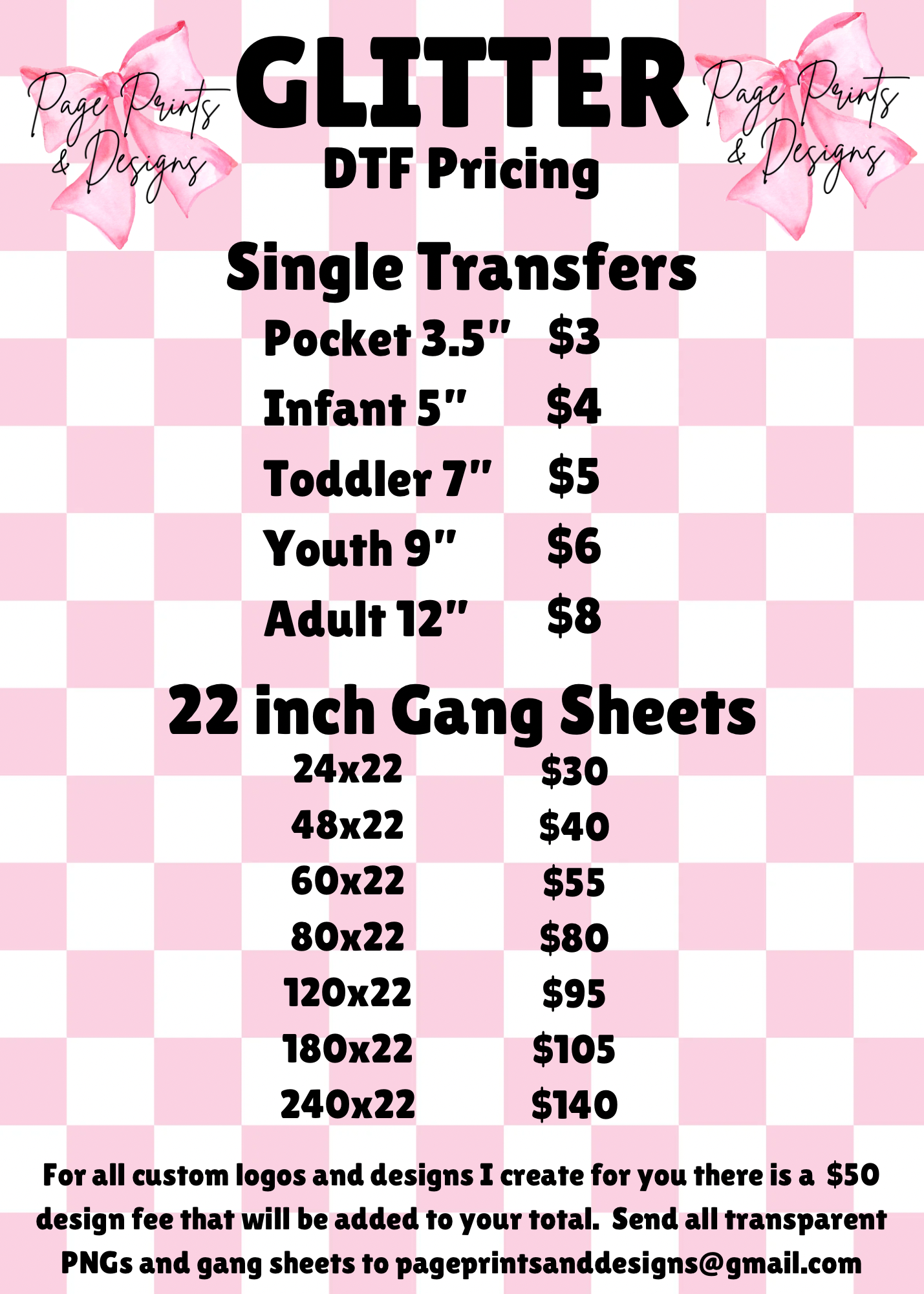 Build a 22" Custom Glitter Gang Sheet