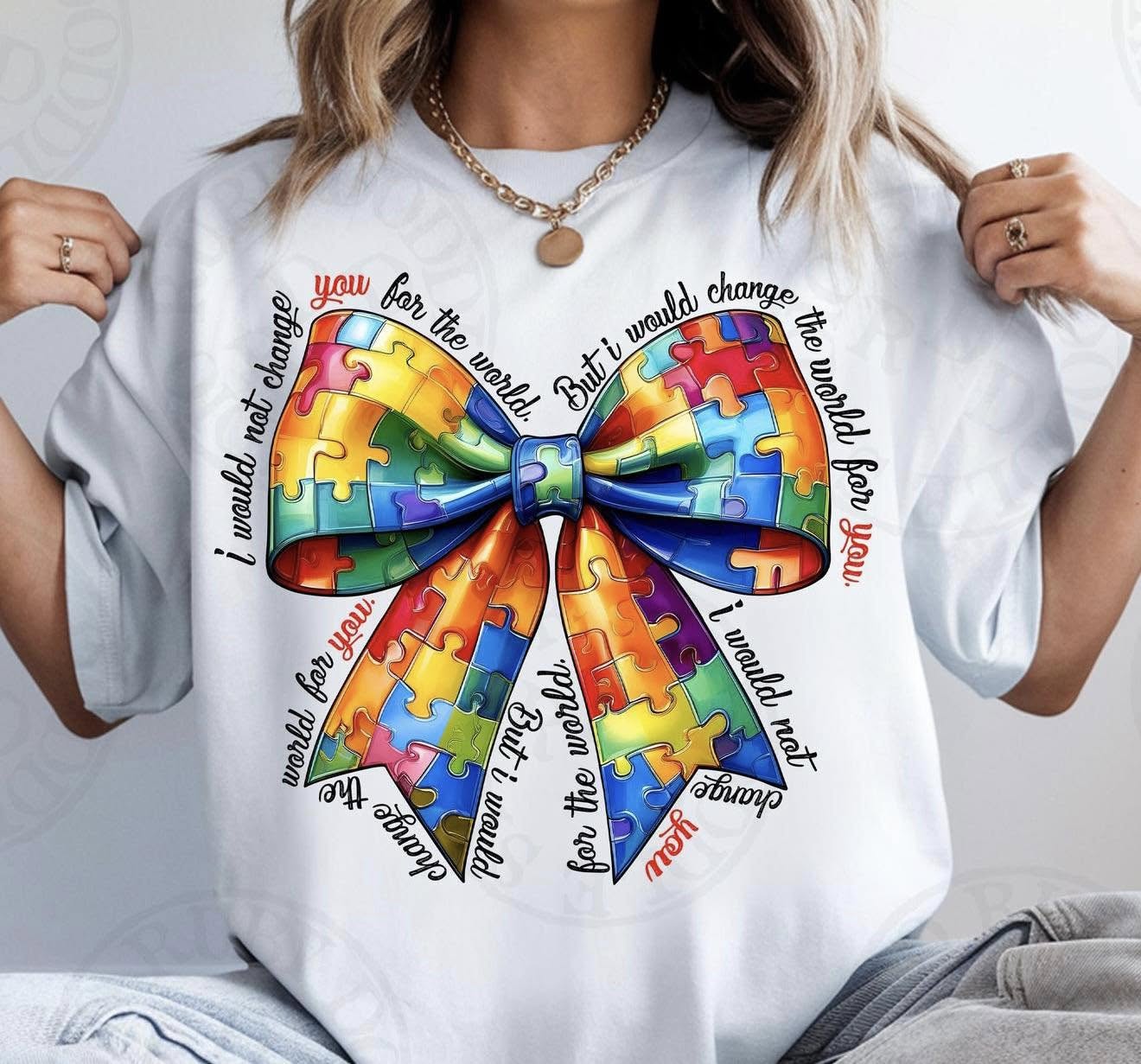Autism Puzzle Bow Tee