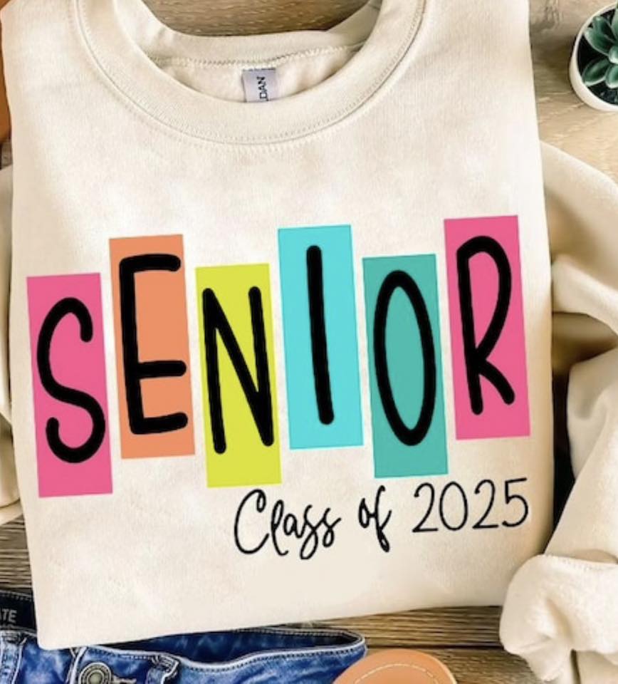 Senior 2025 Colorful Block Letters Tee