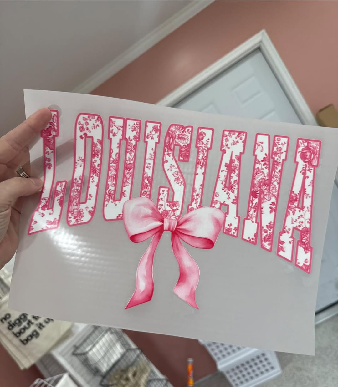 Floral Louisiana with Bow Transfer