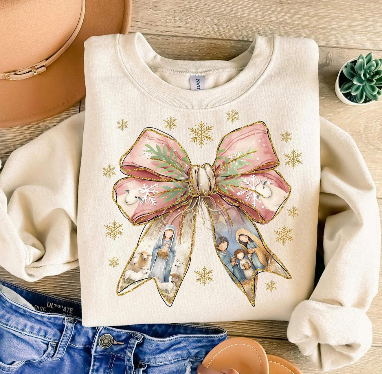 Pink Christmas Bow T-Shirt