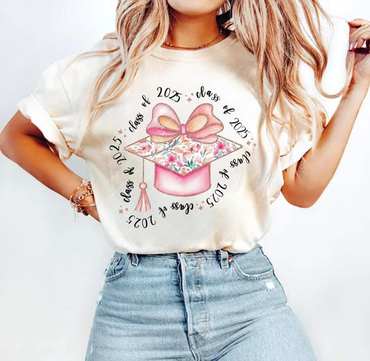Floral Grad Cap with Bow Tee