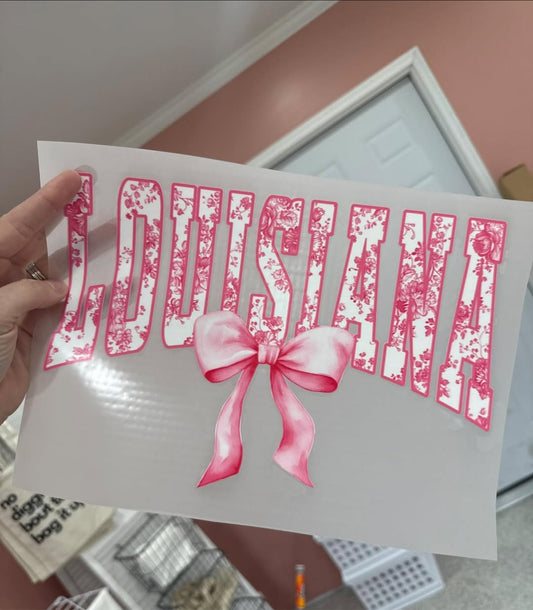 Floral Louisiana with Bow Transfer