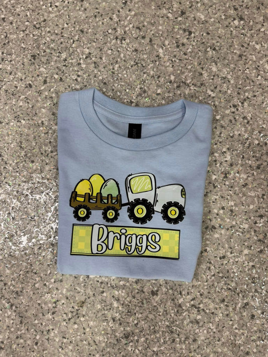 Personalized Easter Egg Tractor Tee - Kids