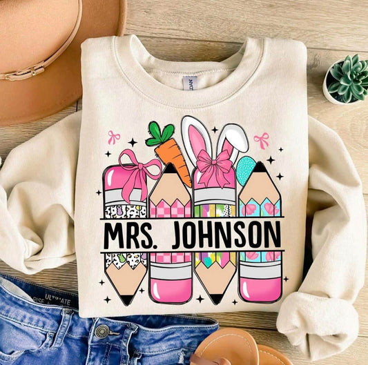 Personalized Easter Teacher Pencils Tee