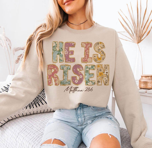 Patchwork He is Risen Tee