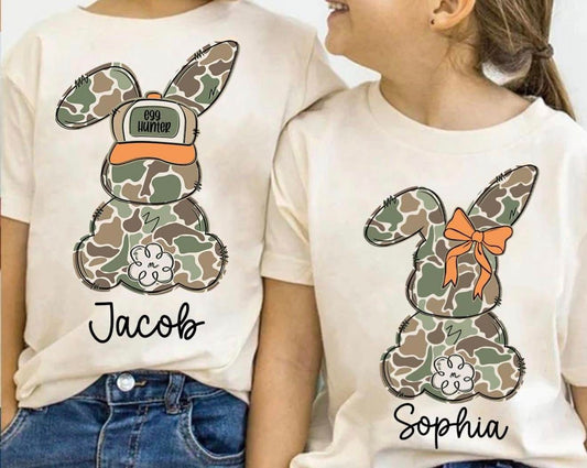 Personalized Camo Easter Bunny Tee - Kids