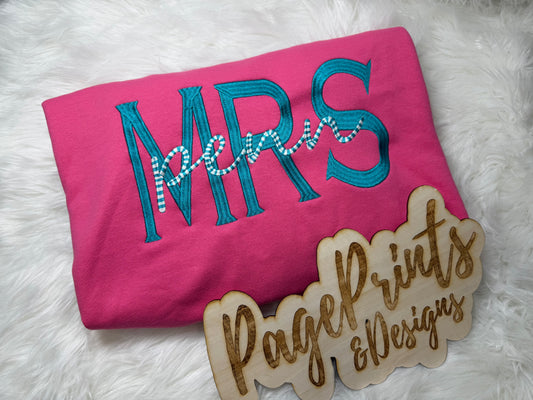 Mrs (Last Name) Custom Embroidered T-Shirt Template