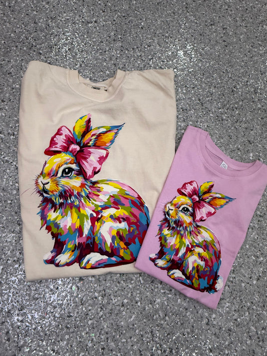 Painted Bunny with Bow Shirt