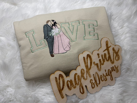 Love Custom Photo Embroidered T-Shirt