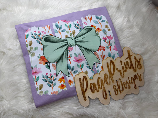 Floral Green Ribbon T-Shirt
