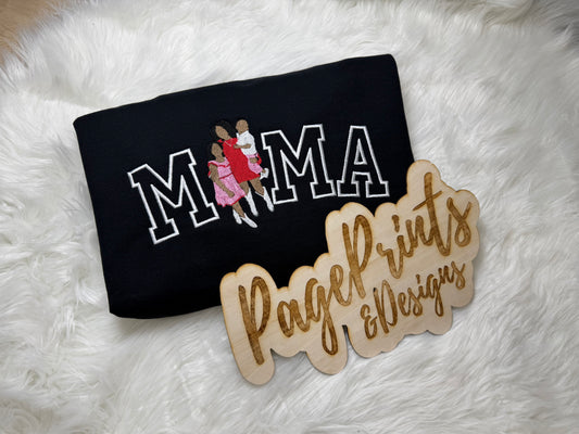 Mama Custom Photo Embroidered T-Shirt