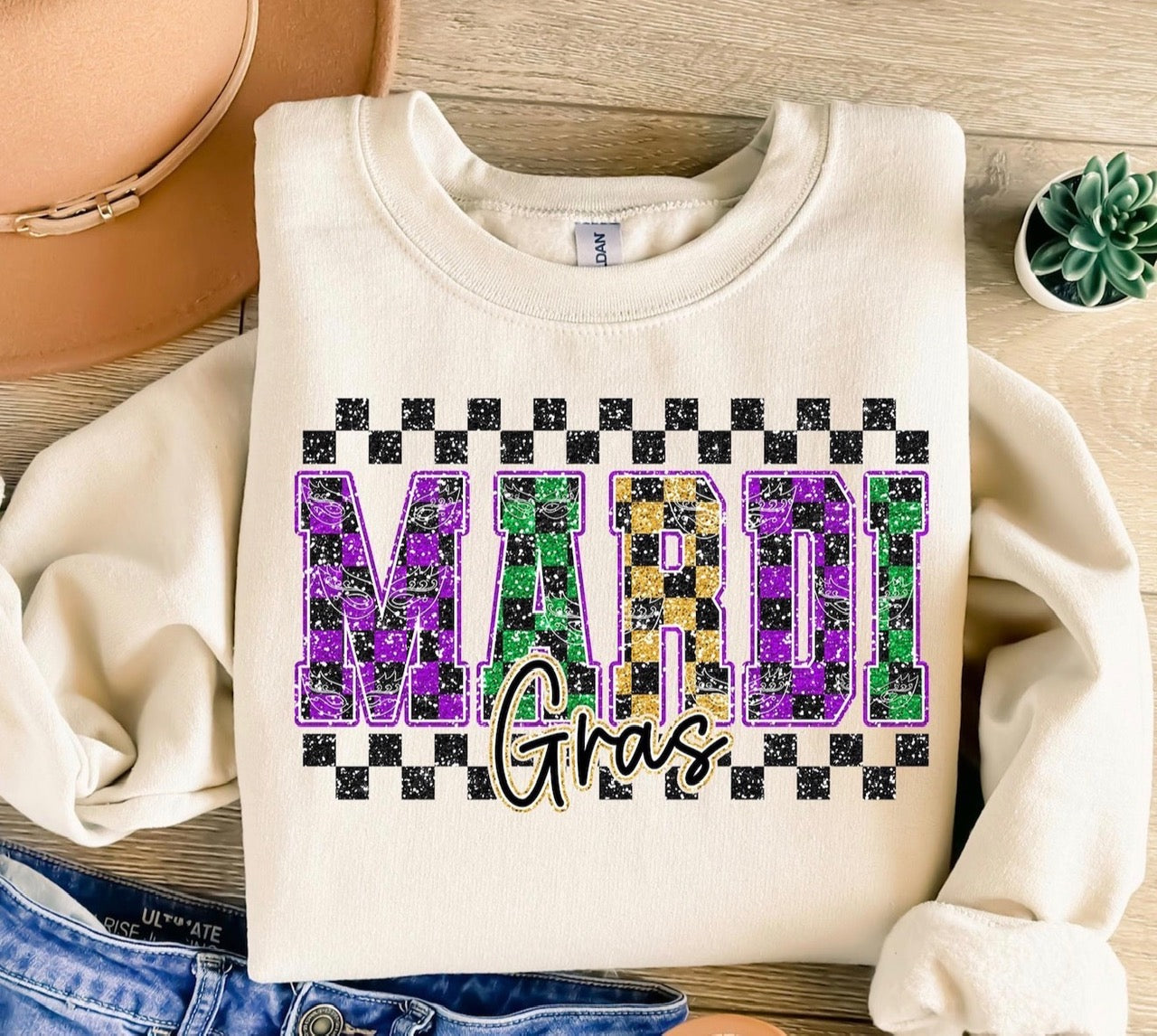 Mardi Gras Checkered T-Shirt
