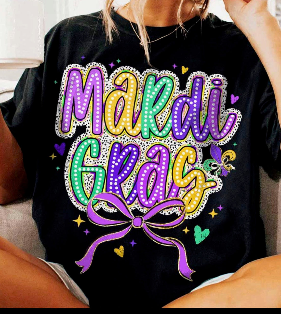 Mardi Gras Dotted Font T-Shirt