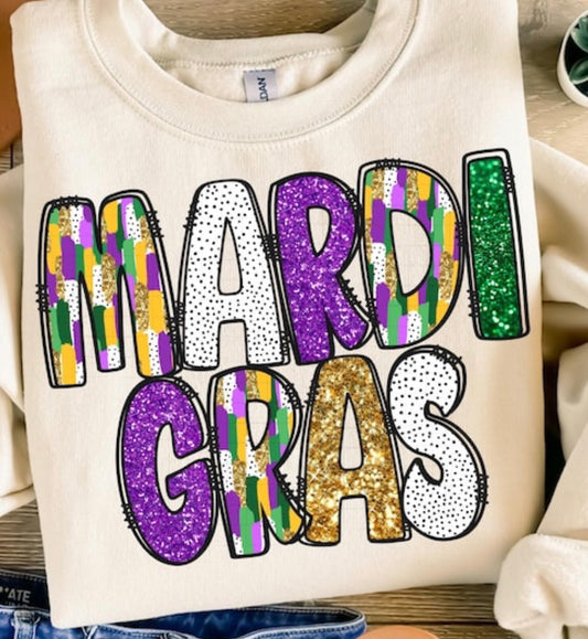 Mardi Gras Multi-Color Lettering T-Shirt